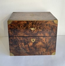 Antique Large Navy Chest Bottle Box Wooden and Brass Magnifier 19th Century