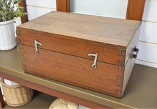 Coffre De Rangement En Bois Teck Antique Original Fait Main