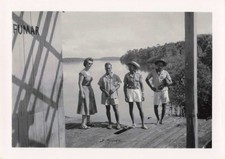 OLD PHOTOGRAPH ~1950 GUIANA OYAPOCK REGION GROUP ON A PONTOON