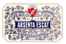 1900s E. J. ESCAT, BARCELONA, SPAIN ABSINTHE LIQUOR LABEL