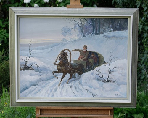 Tableau paysage hiver - tableau,