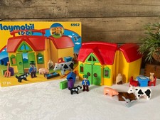 1025⚜️ Jouet Playmobil 123 La Ferme Transportable Avec Animaux Réf 6962