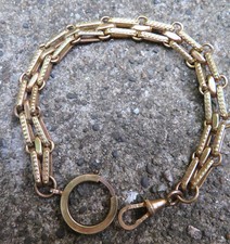 Antique Gold Plated WATCH CHAIN VEST Wide MESH Fancy ART DECO