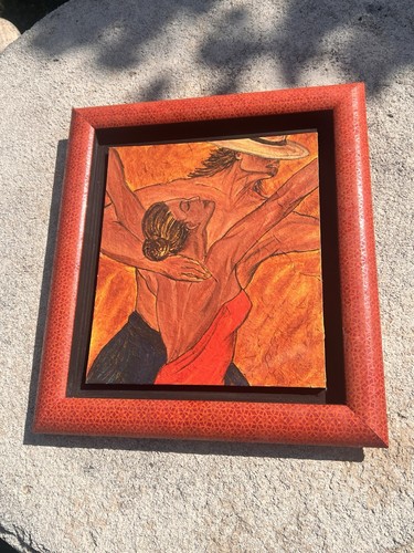 Tableau africain cadre rouge - tableau,