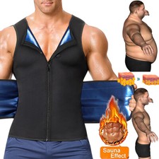 Men Sauna Suit Waist Trainer Vest Sweat Body Shaper Fat Burn Tank Top Shirt Gym