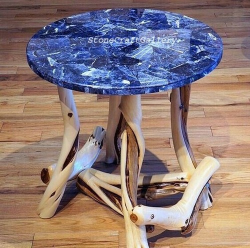 Sodalite table top - table, bleu