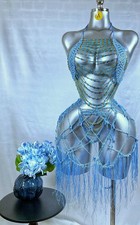Blue Beaded Crochet Lingerie