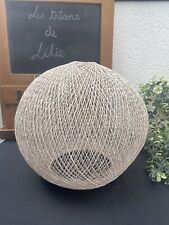 Large Vintage Jute Ball Pendant - Off White Tones