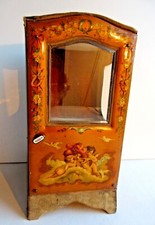 Boite à bijoux porte-montre Napoléon III chaise à porteur, vernis marin Angelots