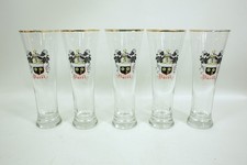Duvel 8" Pilsner Beer Glass Brewery Used Gold Rim - Set of 5