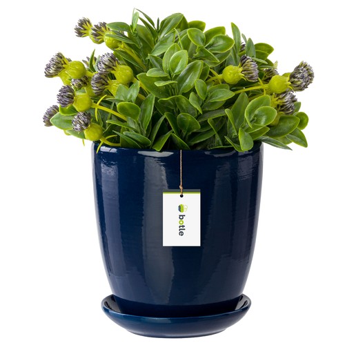 Pot fleur bleu - foncé, avec