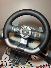 Microsoft Xbox 360 Wireless Racing Steering Wheel Pedals Table Stand  Not tested