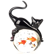 Modern Murano Style Glass Goldfish Cat Figure