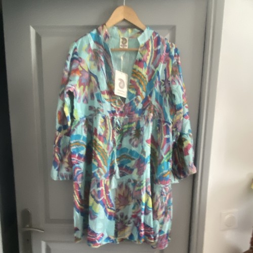 Sumitra robe femme soie bleu
