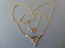 collier neuf plaqué or qualité poinçon 2,22gr 39,5cm forçat 1,5mm zirconiums 