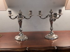 PAIR OF METAL CANDLE HOLDERS CANDLE HOLDERS SILVER SEED / ANTIQUE SILVERWARE
