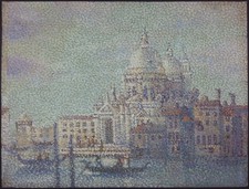 Ancien Tableau "Grand Canal à Venise" Peinture Huile Pointillisme Oil Painting