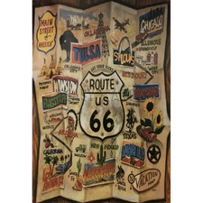Plaque métal plate 20 x 30 cm : Carte Route 66