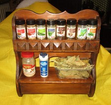 Ancienne étagère à épices en chêne avec dérouleur de papier
