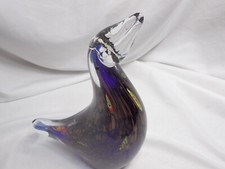 8 1/2" Art Glass Toucan type bird blue 