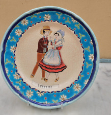 Ancienne assiette en émaux de Longwy, danseurs lorrains, Recollets 24cm