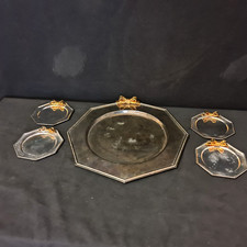 Set of 5 Stainless Steel Bow Tie Gold Metal - 20th Century