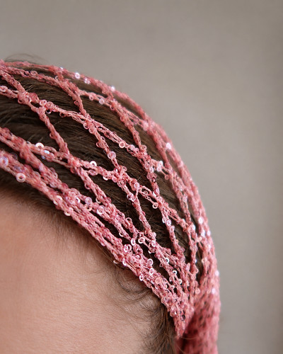 Bandana crochet pailleté rose