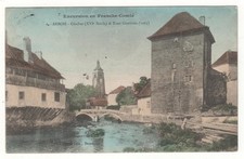 Old postcard 39 color - TREE: BELL TOWER AND TOWER GLORIETTE (JURA) WRITTEN IN 1912
