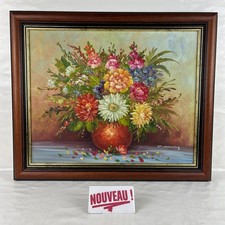 ➜LARGE PAINTING OIL PAINTING SIGNED Bouquet of Still Life Flowers Framed