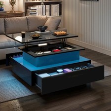 Table basse relevable – Design moderne rectangulaire avec éclairage LED 16 color