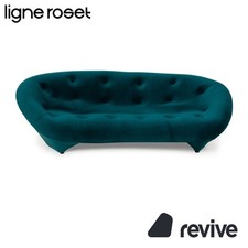 Ligne Roset Ploum Tissu Canapé Trois Places Pétrole Vert Bleu Fauteuil Haut
