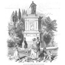 PARIS Monument to Casimir Perier at Pere La Chaise - Antique Print 1844