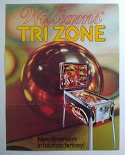 Tri Zone Pinball FLYER Original 1978 Flipper Game Paper Artwork Sheet Vintage