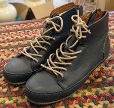 Women's Sergio Tomani Blue Leather Lace-Up Shoes Sneakers Size EU 37 or US 6.5 