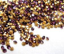 36 Vintage RHINESTONES Chatons CZECH Optima MC 20pp 9ss Round Amethyst PB A1100