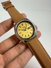 SEIKO 5 Watch, Automatic, Vintage 1979, 7009A, Gold Dial, Day-Date, Clean Dial.-