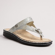 FINN COMFORT NEW $264 Alexandria Leather Brushed Metallic Sandals Shoes Size 39