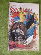 Old postcard postcard - Joan of Arc - color and flags 1900