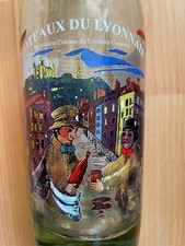 bouteille de vin en verre vide pot bistrot Côteaux du Lyonnais décoré collector