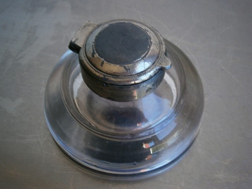Encrier rond gros verre ancien - encrier,