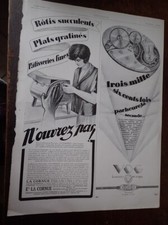 VOG watch + patissière rotiser LA HORNUE paper advertising ILLUSTRATION 1928