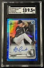 GARRETT CROCHET SGC 9.5 2020 BOWMAN DRAFT CHROME AUTO BLUE REFRACTOR RC /150