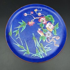 CHOOSE THE KING ENAMELED EARTHENWARE PLATE / ENAMELS Japanese Bird Decor