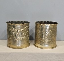 Lot de 2 Douilles d'Obus WW1 Sculptées Ø23cm 1917 Polte Magdebourg