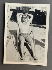 Antique PHOTO man beach deckchair gay
