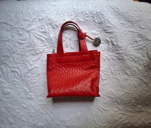 Sac main cuir rouge - en,