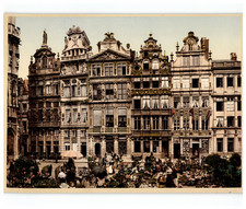 Bruxelles, Vieilles maisons de la Grande Place Vintage photochrom,  photochrom