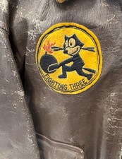 WW2 Original USN Fighter Attack Squadron VF-3 Tomcatters Leather Jacket