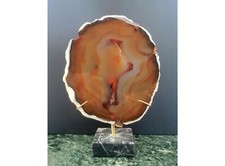 Orange Agate Plate, Marble Base. 21* 19cm | Orange Agate Crystal Slice