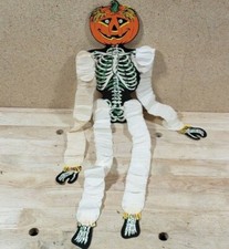 Vintage Accordion Paper Die Cut Skeleton Pumpkin Halloween Decoration Beistle